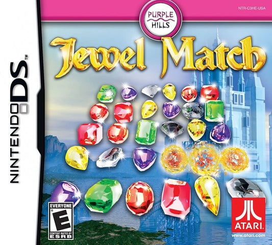 Jewel Match for Nintendo DS, cover image for a match-three puzzle video game with gem matching gameplay, timed challenges, power-ups, and casual brain-teasing fun