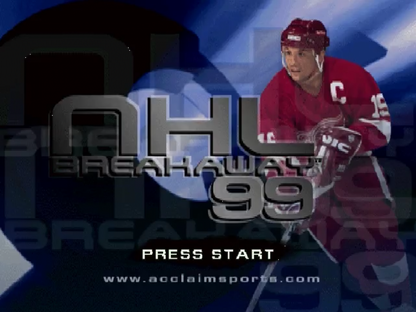 NHL Breakaway 99 title screen for Nintendo 64 N64 video game
