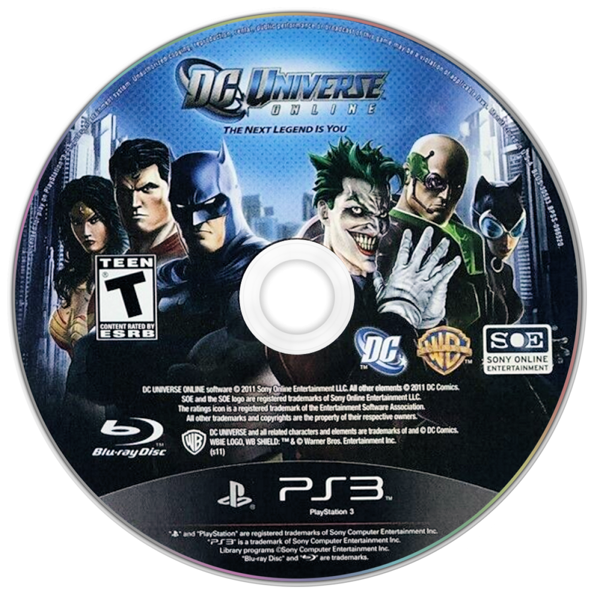 DC Universe Online PlayStation 3 MMORPG massively multiplayer online superhero action video game create-your-own-hero villain DC Comics universe Superman Batman Joker factions iconic villains missions combat co-op disc