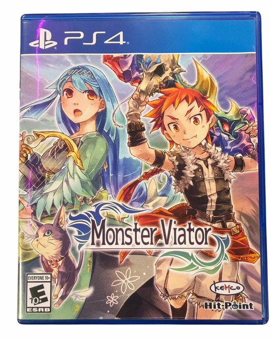 Monster Viator for PlayStation 4 Japanese role playing game featuring monster capturing turn based battles pixel art visuals and fantasy adventure gameplay cover