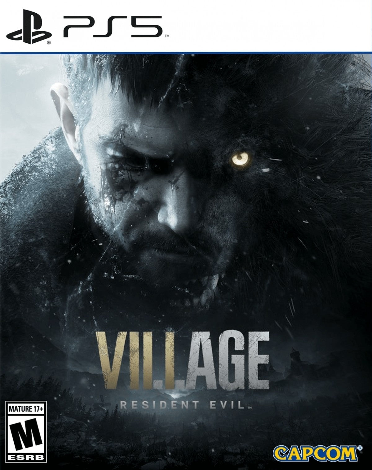 Resident Evil Village PS5 game featuring intense survival horror gameplay, first-person action, and a dark atmospheric storyline on PlayStation 5 cover art