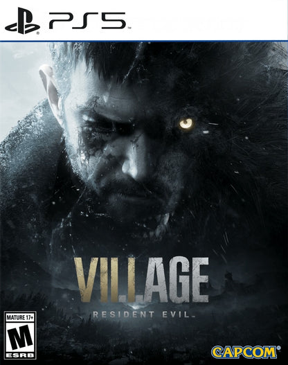 Resident Evil Village PS5 game featuring intense survival horror gameplay, first-person action, and a dark atmospheric storyline on PlayStation 5 cover art