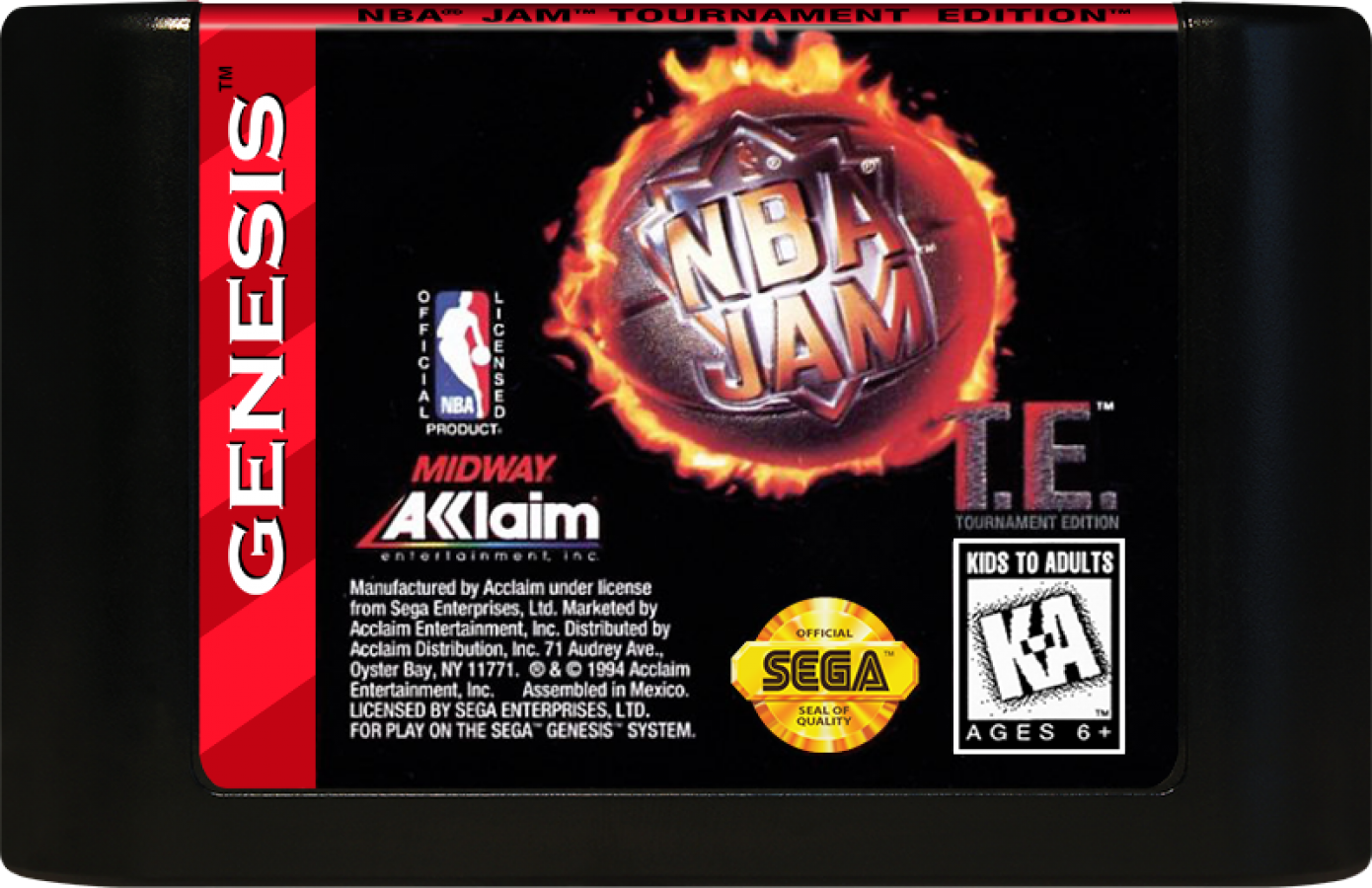 NBA Jam: Tournament Edition cartridge art for Sega Genesis (GEN) video game