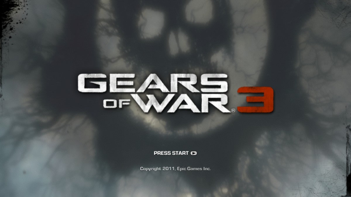 Gears of War 3 title screen for Xbox 360 (X360) video game