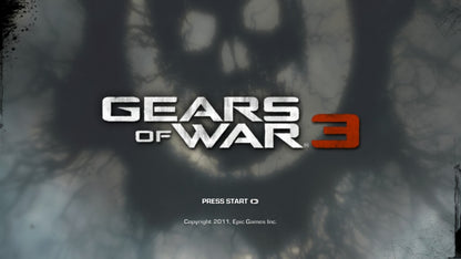 Gears of War 3 title screen for Xbox 360 (X360) video game