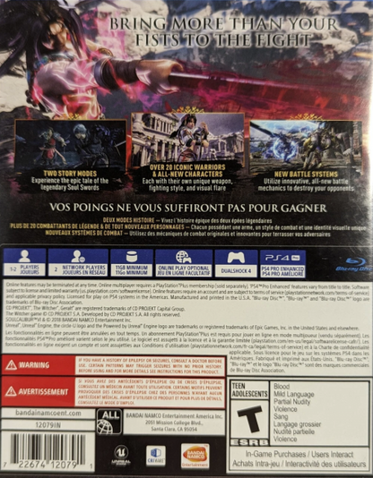 Soul Calibur VI – PlayStation 4 (PS4) video game back of case, fighting game