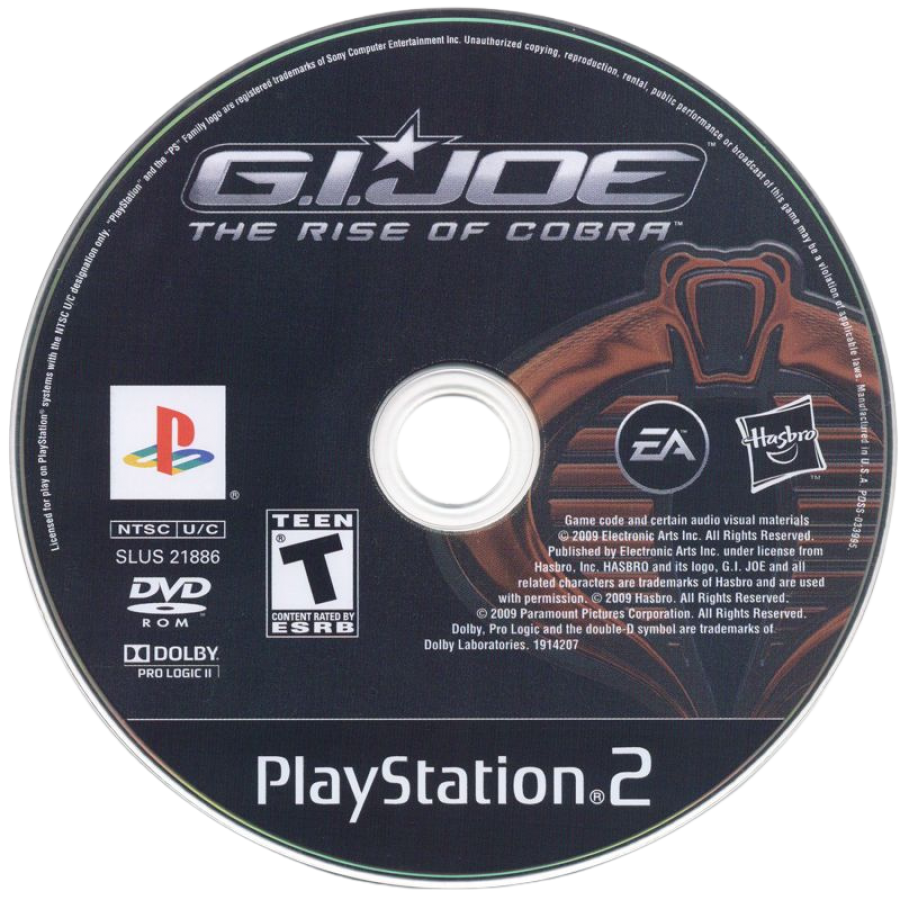 G.I. Joe: The Rise of Cobra disc for PlayStation 2 (PS2) military-themed third-person action video game based on the film