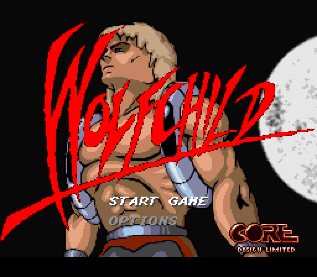 Wolfchild Super Nintendo Entertainment System SNES retro video game action platformer collectible gaming title featuring fast paced combat challenging platforming fantasy adventure gameplay classic 16 bit graphics Super Nintendo gaming experience retro game collection appeal start screen