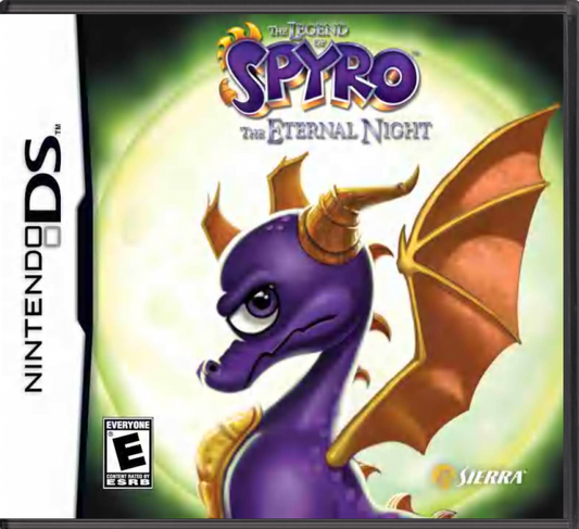 The Legend of Spyro The Eternal Night Nintendo DS inspired design featuring fantasy dragon adventure aesthetic magical powers epic battles mystical realms platform action gameplay heroic quest immersive handheld gaming presentation front cover