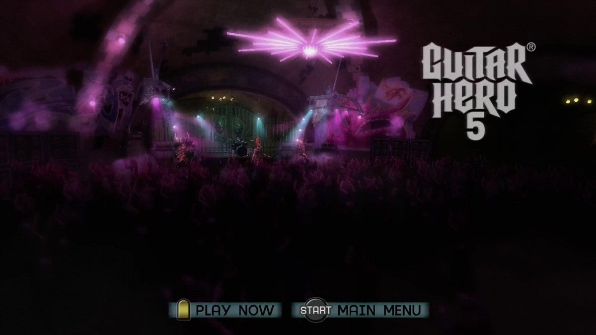 Guitar Hero 5 start screen for Xbox 360 (X360) music rhythm video game