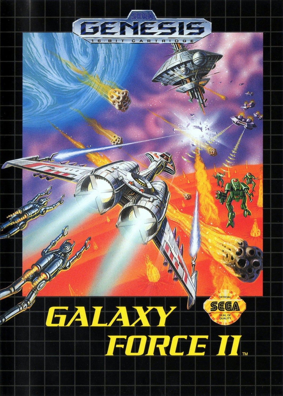 Galaxy Force II Sega Genesis retro video game rail shooter cover art (1990)