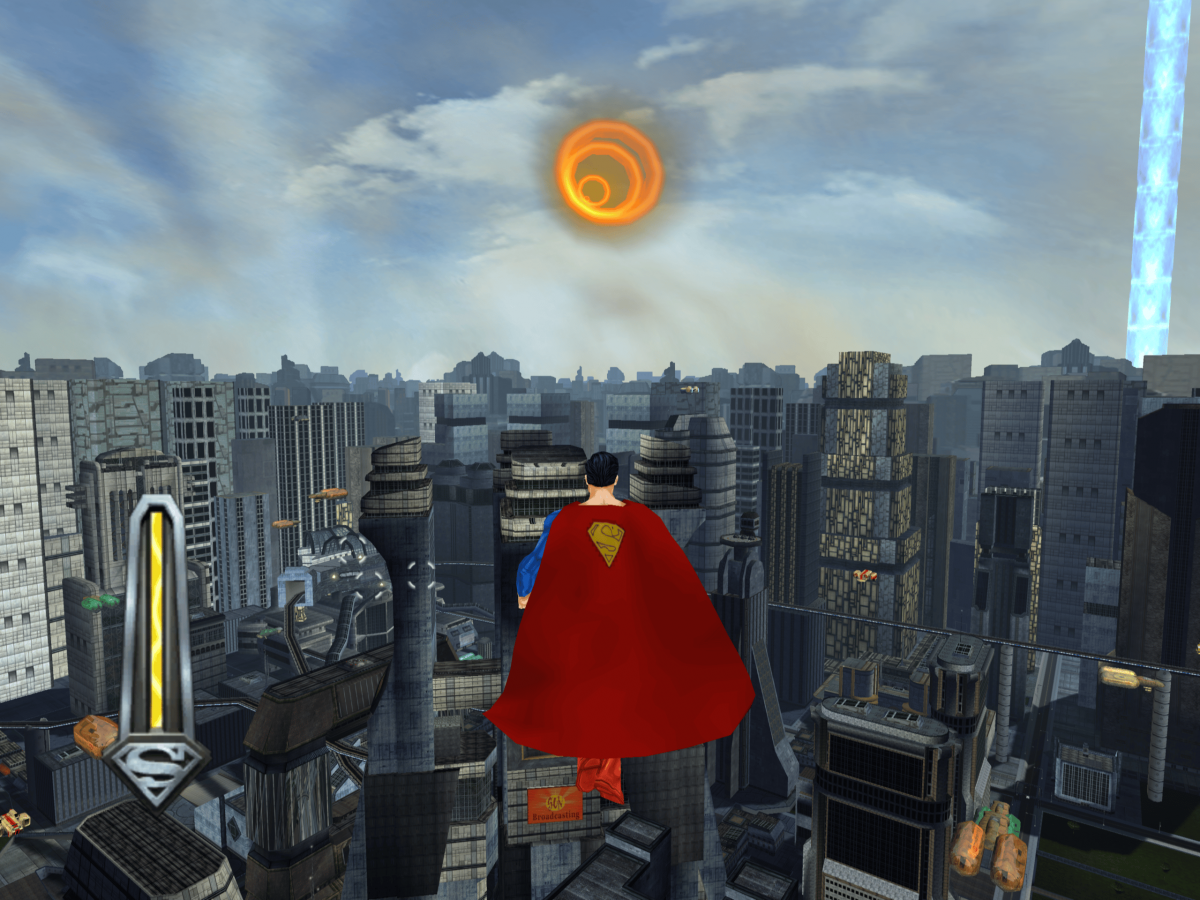 Superman Man of Steel Xbox action adventure video game featuring Superman flying through Metropolis battling supervillains and enemies using super strength heat vision and other powerful abilities fast-paced combat city exploration challenging missions and classic original Xbox gameplay collectible retro gaming appeal gameplay