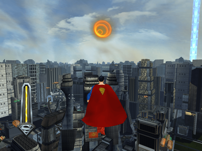 Superman Man of Steel Xbox action adventure video game featuring Superman flying through Metropolis battling supervillains and enemies using super strength heat vision and other powerful abilities fast-paced combat city exploration challenging missions and classic original Xbox gameplay collectible retro gaming appeal gameplay