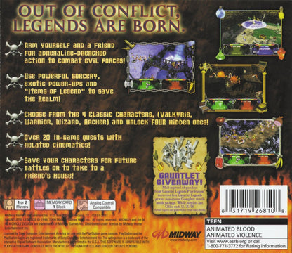 Gauntlet Legends back cover art for Playstation 1 (PS) video game