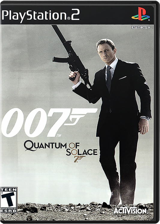 007 Quantum of Solace PS2 Sony PlayStation 2 first person shooter FPS James Bond spy action game movie tie in stealth combat espionage missions Daniel Craig storyline Activision shooter gameplay retro gaming PlayStation 2 software video game title cover art