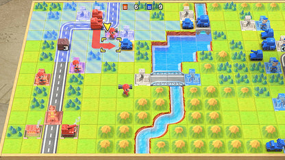 Advance Wars 1+2: Re‑Boot Camp cover art for Nintendo Switch (NS) featuring remastered tactical strategy gameplay, commanding armies across grid‑based battlefields with updated visuals and classic campaigns.
