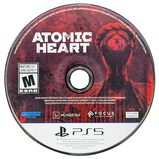 Atomic Heart PlayStation 5 first-person shooter sci-fi action game alternate Soviet Union setting robotic enemies open-world biomechanical combat polymer powers narrative-driven disc