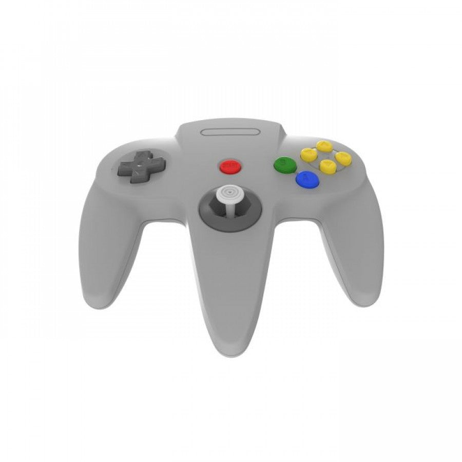 N64 Wireless 2.4GHz Controller for Nintendo 64 N64 Grey accessory featuring wireless 2.4GHz connectivity classic three prong controller design analog stick directional pad responsive buttons ergonomic grip and compatibility with supported Nintendo 64 games replacement gaming controller and retro gaming accessory appeal