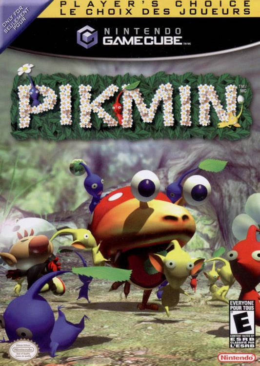 Pikmin Player’s Choice edition for Nintendo GameCube real time strategy adventure game featuring Captain Olimar puzzle solving time management colorful alien creatures cover art