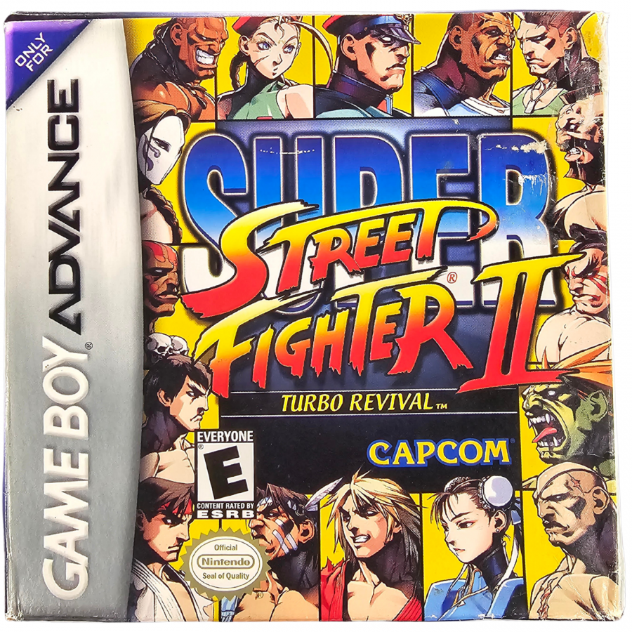 Super Street Fighter II Game Boy Advance GBA video game Complete In Box CIB featuring classic fighting gameplay iconic Street Fighter characters special moves combo attacks competitive battles arcade style action and classic handheld Nintendo gameplay retro video game collection collectible gaming appeal front cover art