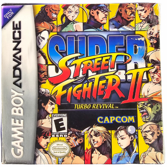 Super Street Fighter II Game Boy Advance GBA video game Complete In Box CIB featuring classic fighting gameplay iconic Street Fighter characters special moves combo attacks competitive battles arcade style action and classic handheld Nintendo gameplay retro video game collection collectible gaming appeal front cover art