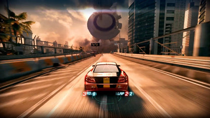 Split/Second for PlayStation 3 (PS3) at Gamers INC, featuring high-octane racing where you can trigger massive explosive events to alter the track and destroy your opponents in a thrilling reality TV-style competition gameplay screenshot