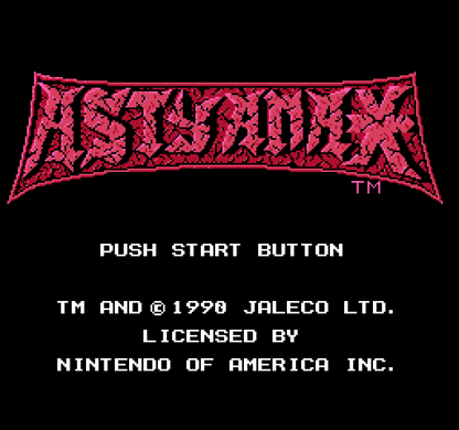 Astyanax Complete in Box CIB Nintendo Entertainment System NES for retro video game enthusiasts featuring action platforming gameplay fantasy adventure powerful axe combat magical enemies side scrolling action challenging stages complete in box collectible gaming appeal gameplay 