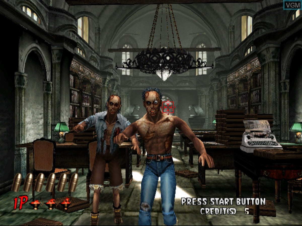 The House of the Dead 2 Sega Dreamcast game featuring fast-paced on-rails light gun horror shooter gameplay screenshot