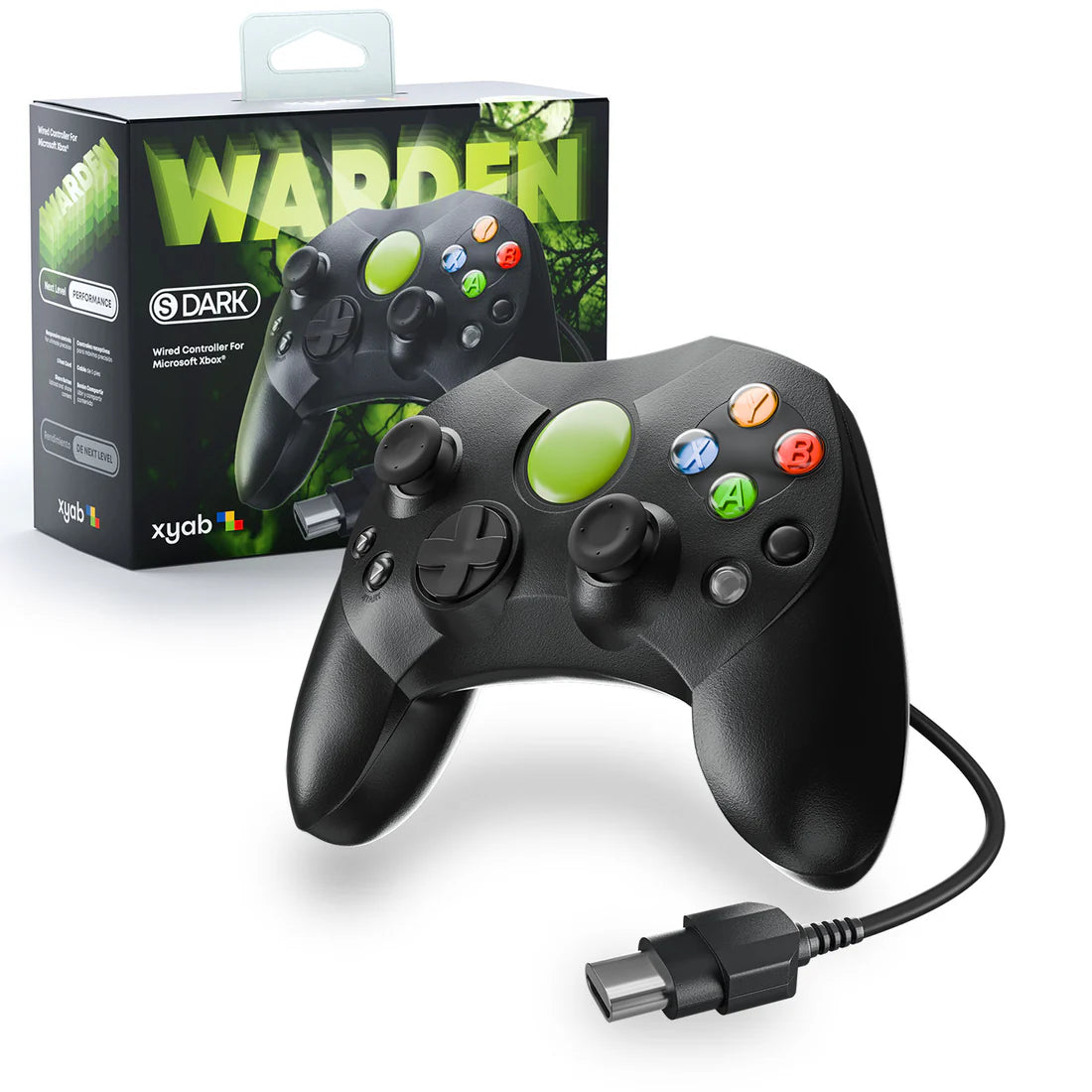 Warden Black Xbox Original wired controller by XYAB gaming accessory for classic Xbox consoles.