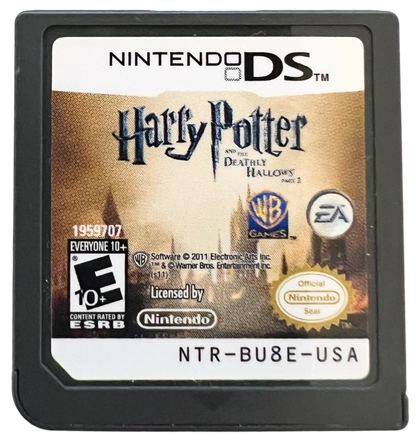 Harry Potter and the Deathly Hallows Part 2 for Nintendo DS, cartridge for an action-adventure video game with spell-based combat, mission gameplay, and wizarding world storyline