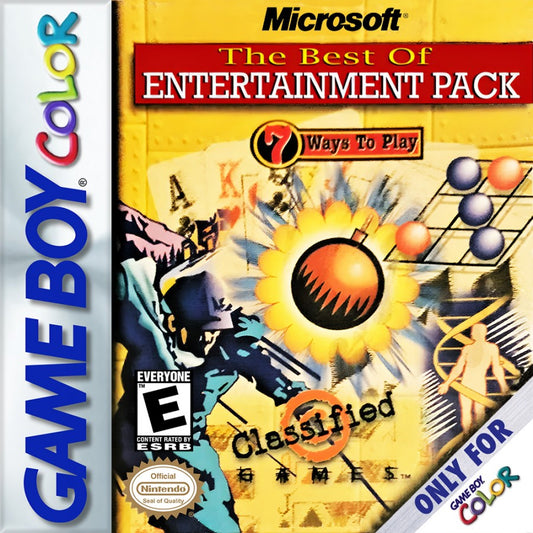 Microsoft The Best of Entertainment Pack for Game Boy Color, cover image for a puzzle and strategy video game collection with classic mini-games, logic challenges, and casual gameplay modes
