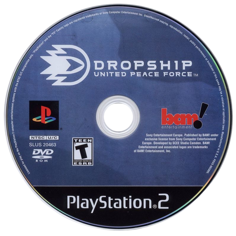 Dropship: United Peace Force disc for PlayStation 2 (PS2) futuristic military flight-combat action video game