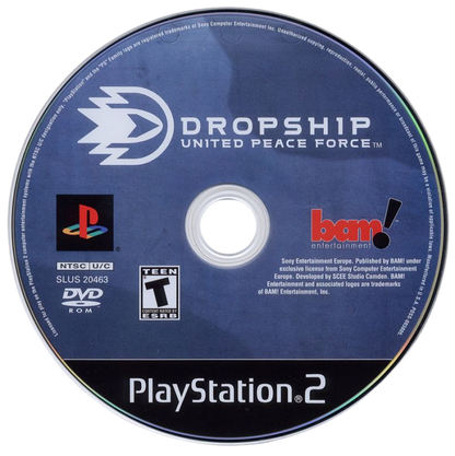 Dropship: United Peace Force disc for PlayStation 2 (PS2) futuristic military flight-combat action video game