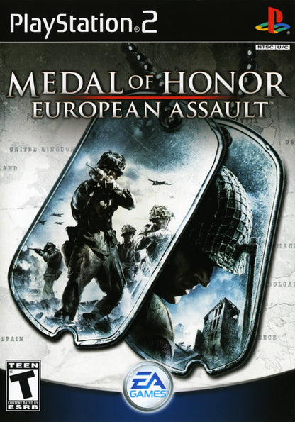 Medal of Honor European Assault PS2 Sony PlayStation 2 first person shooter WWII military combat historical war campaign European theater missions EA shooter gameplay squad based action multiplayer retro gaming PlayStation 2 software video game title cover art