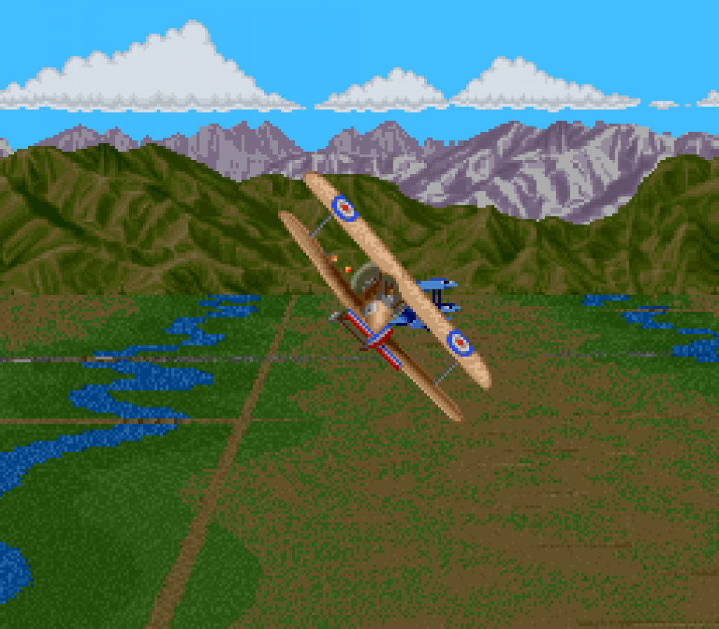 Wings 2 Aces High retro SNES video game Wings 2 military flight combat simulation World War aerial dogfights arcade style action gameplay console title Super Nintendo release gameplay