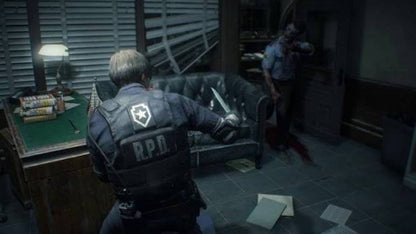 Resident Evil 2 PlayStation 5 PS5 for survival horror action video game fans featuring third person exploration intense combat zombies terrifying creatures puzzle solving resource management police station and Raccoon City environments Leon Kennedy and Claire Redfield campaigns cinematic storytelling and immersive horror adventure collectible gaming appeal gameplay