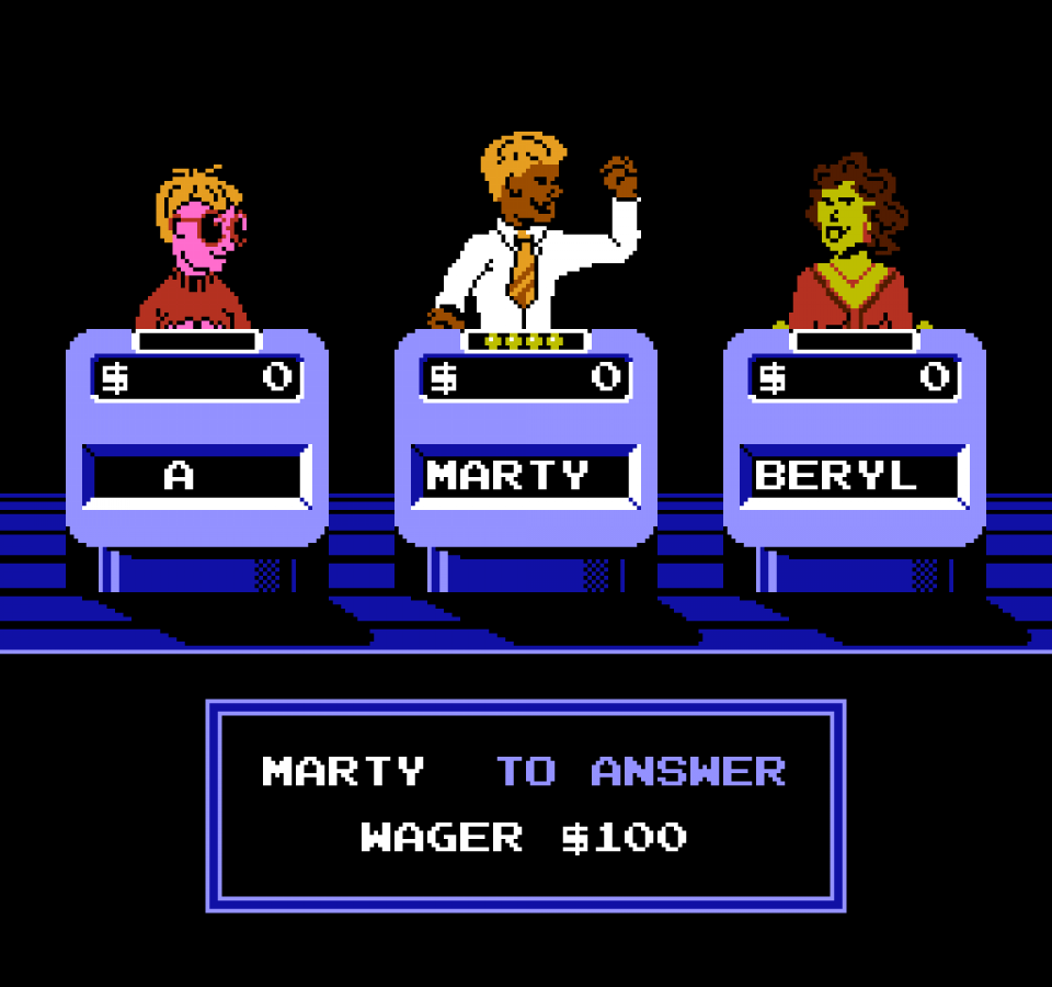 Jeopardy! gameplay image for Nintendo Entertainment System (NES) retro video game