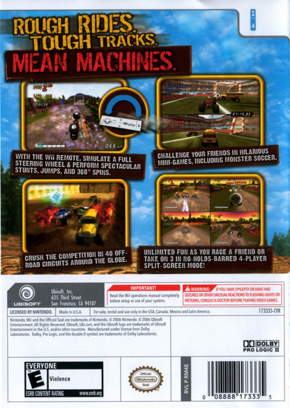 Monster 4x4: World Circuit – Nintendo Wii (Wii) off-road racing arcade sports video game back of case