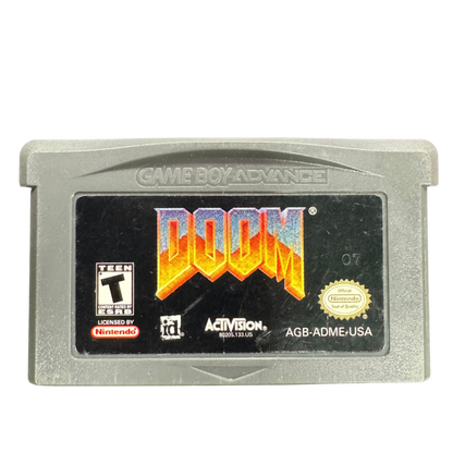 Doom CIB Nintendo Game Boy Advance GBA video game featuring classic first person shooter gameplay demon combat weapons action packed levels Mars exploration intense enemy encounters and retro shooting action complete in box CIB edition Game Boy Advance collection collectible gaming appeal cartridge