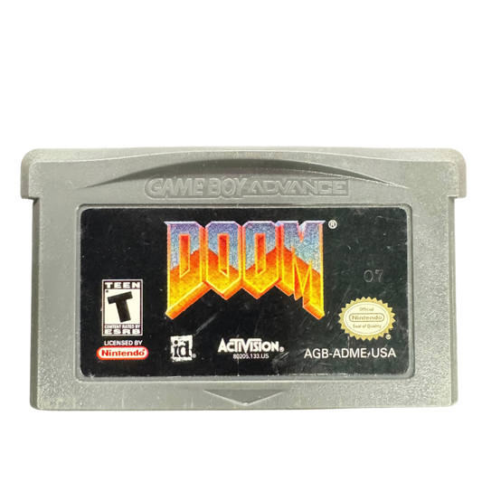 Doom CIB Nintendo Game Boy Advance GBA video game featuring classic first person shooter gameplay demon combat weapons action packed levels Mars exploration intense enemy encounters and retro shooting action complete in box CIB edition Game Boy Advance collection collectible gaming appeal cartridge