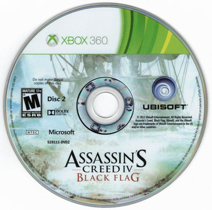 Assassin’s Creed IV Black Flag Walmart Edition for Xbox 360 open world action adventure video game featuring pirate-era naval combat stealth missions iconic historical storytelling and immersive Ubisoft franchise experience disc 2 