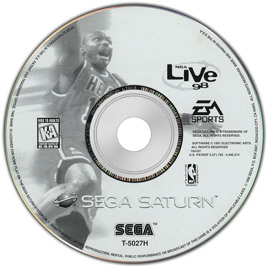 NBA Live 98 disc art for Sega Saturn (SS) video game
