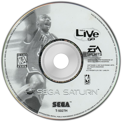 NBA Live 98 disc art for Sega Saturn (SS) video game
