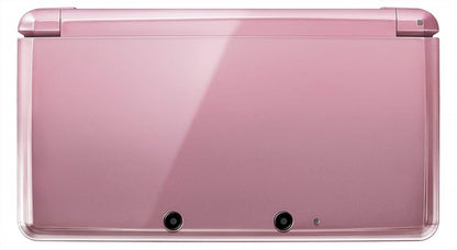 Nintendo 3DS handheld console Pink Pearl, portable gaming system, dual-screen Nintendo device, retro and modern game compatibility top view 