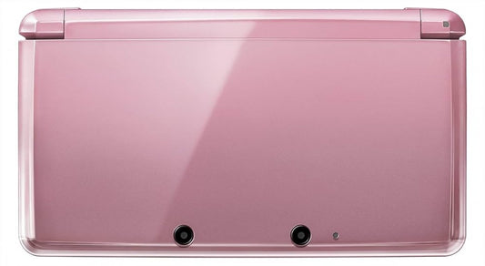 Nintendo 3DS handheld console Pink Pearl, portable gaming system, dual-screen Nintendo device, retro and modern game compatibility top view 
