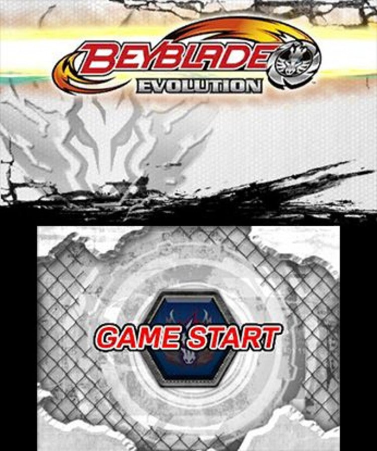 Beyblade: Evolution [Collector's Edition] title screen for Nintendo 3DS (3DS). A motion‑driven Beyblade battle game for Nintendo 3DS, featuring precision launch mechanics and exclusive collector’s edition content designed for fans who want a premium handheld experience.