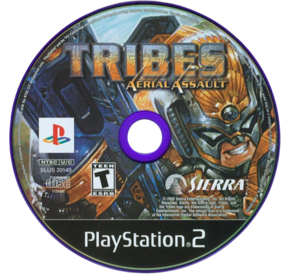 Tribes: Aerial Assault – PlayStation 2 (PS2) video game disc, sci-fi multiplayer shooter.