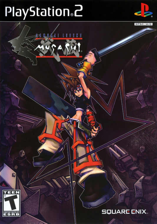 Samurai Legends Musashi PS2 Sony PlayStation 2 action adventure RPG hack and slash samurai sword combat Square Enix Musashi dual blade fighting fantasy story exploration dungeon gameplay retro gaming PlayStation 2 software video game title cover art