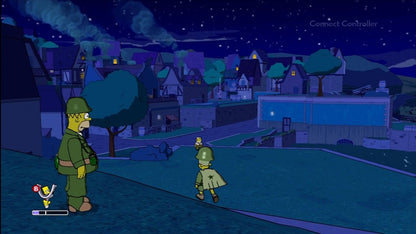 The Simpsons Game for Xbox 360 action adventure video game featuring humor filled levels based on the iconic animated series, cooperative gameplay, satirical parody elements, and interactive Springfield exploration experience gameplay