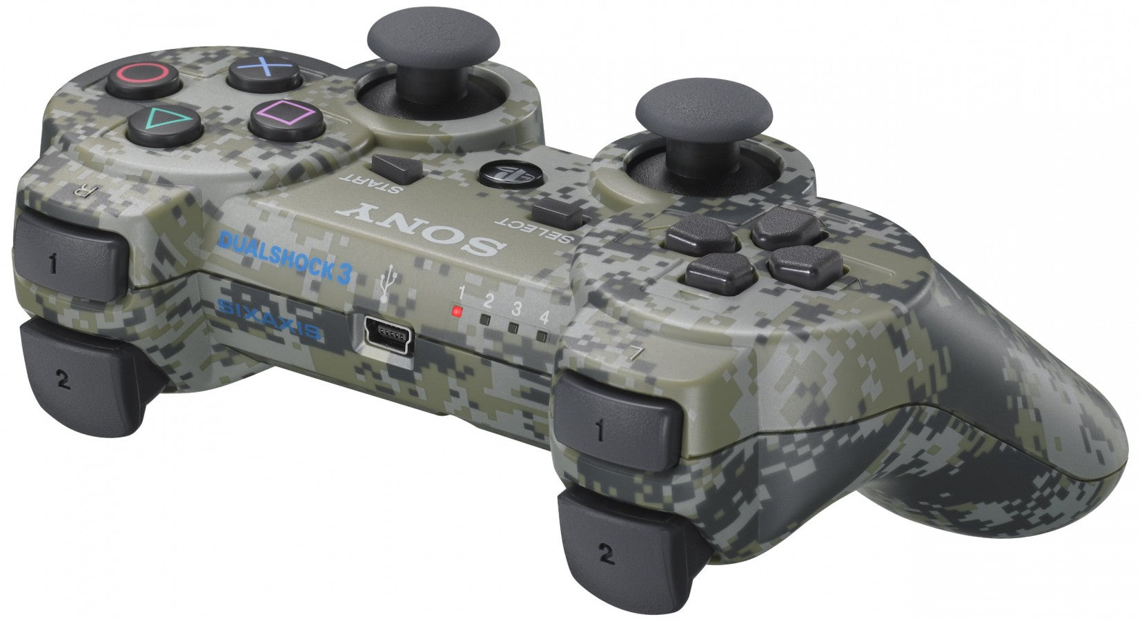 PS3 DualShock Controller – Digital Camo wireless gaming controller featuring:

DualShock vibration feedback for immersive force feedback during gameplay

Iconic Digital Camo camo-style design

Pressure sensitive buttons & dual analog sticks for precise control

Built-in Sixaxis motion sensing support

Compatible with PlayStation 3 games

A great accessory to enhance your PS3 gaming experience with reliable ergonomics and responsive controls.